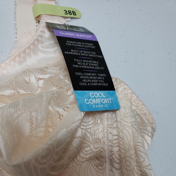 Bali Double Support® Lace Wirefree Bra DF3372 peach color New  38B Sku bx A - Picture 2 of 5